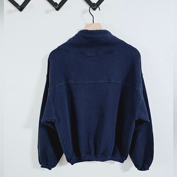Mother Relaxed Funnel-Neck Sweatshirt In Navy Blue Size Extra Small NWT - Picture 6 of 7